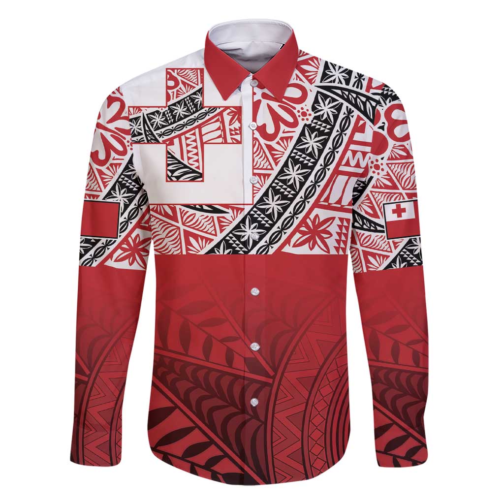 Malo e lelei Tonga Family Matching Short Sleeve Bodycon Dress and Hawaiian Shirt Ngatu Tokelau Feletoa Fata Traditional Polynesian Pattern LT9 Dad's Shirt - Long Sleeve Red - Polynesian Pride