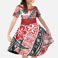 Malo e lelei Tonga Family Matching Summer Maxi Dress and Hawaiian Shirt Ngatu Tokelau Feletoa Fata Traditional Polynesian Pattern LT9 Daughter's Dress Red - Polynesian Pride