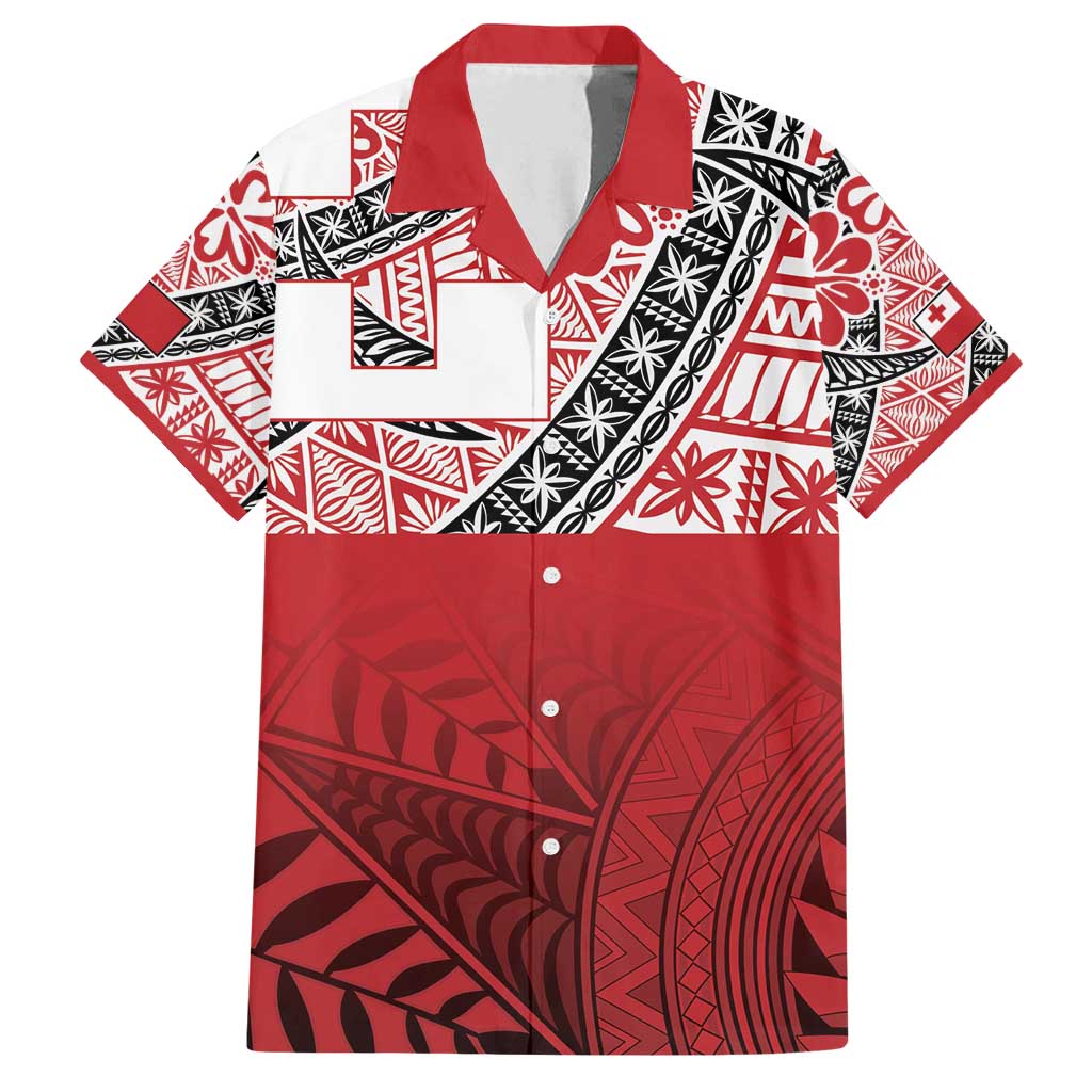 Malo e lelei Tonga Family Matching Tank Maxi Dress and Hawaiian Shirt Ngatu Tokelau Feletoa Fata Traditional Polynesian Pattern LT9 Dad's Shirt - Short Sleeve Red - Polynesian Pride