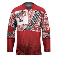 Malo e lelei Tonga Hockey Jersey Ngatu Tokelau Feletoa Fata Traditional Polynesian Pattern - Polynesian Pride