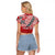 Malo e lelei Tonga Raglan Cropped T Shirt Ngatu Tokelau Feletoa Fata Traditional Polynesian Pattern