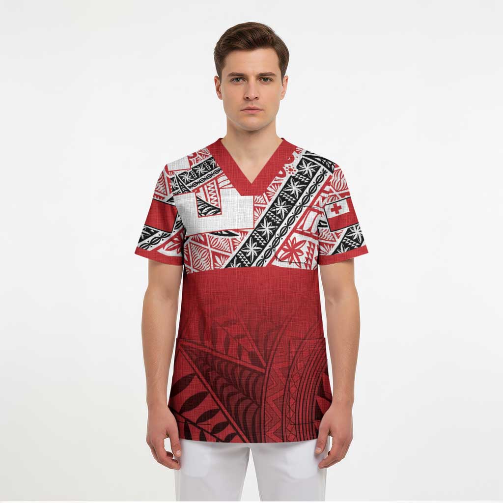 Malo e lelei Tonga Scrub Top Ngatu Tokelau Feletoa Fata Traditional Polynesian Pattern - Polynesian Pride