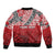 Malo e lelei Tonga Sleeve Zip Bomber Jacket Ngatu Tokelau Feletoa Fata Traditional Polynesian Pattern