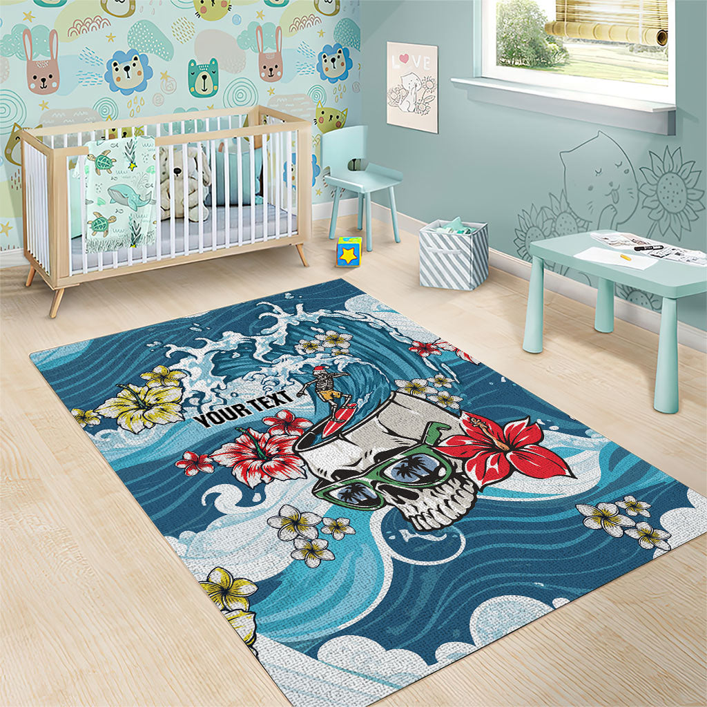Hawaii Santa Skeleton Surfing Personalized Area Rug Mele Kalikimaka i Iulai!