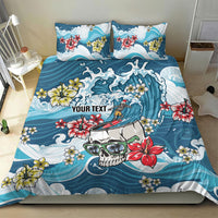 Hawaii Santa Skeleton Surfing Personalized Bedding Set Mele Kalikimaka i Iulai!