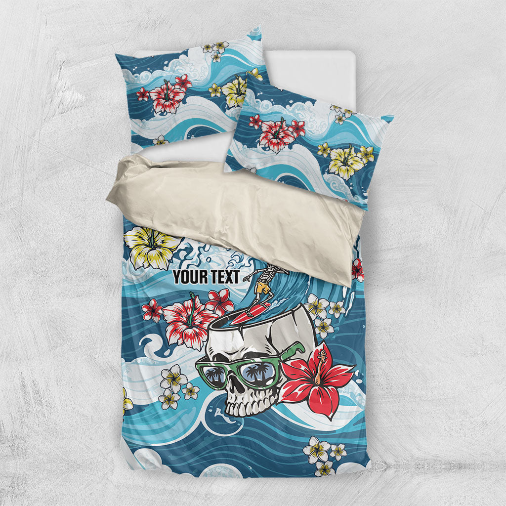 Hawaii Santa Skeleton Surfing Personalized Bedding Set Mele Kalikimaka i Iulai!