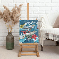 Hawaii Santa Skeleton Surfing Personalized Canvas Wall Art Mele Kalikimaka i Iulai!