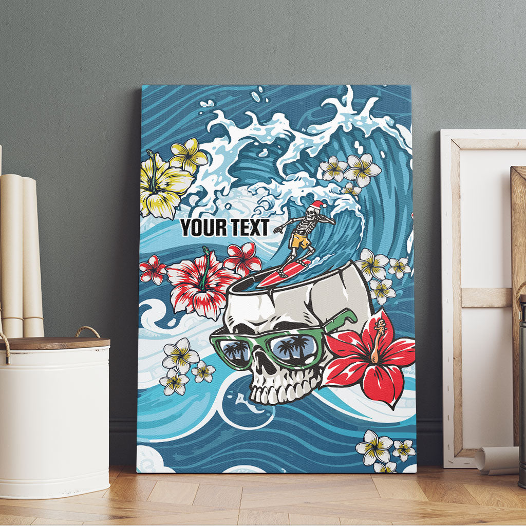 Hawaii Santa Skeleton Surfing Personalized Canvas Wall Art Mele Kalikimaka i Iulai!