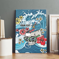 Hawaii Santa Skeleton Surfing Personalized Canvas Wall Art Mele Kalikimaka i Iulai!
