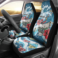 Hawaii Santa Skeleton Surfing Personalized Car Seat Cover Mele Kalikimaka i Iulai! LT9 - Polynesian Pride