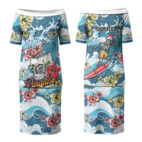 Hawaii Santa Skeleton Surfing Personalized Couples Matching Puletasi and Long Sleeve Button Shirt Mele Kalikimaka i Iulai! LT9 - Polynesian Pride
