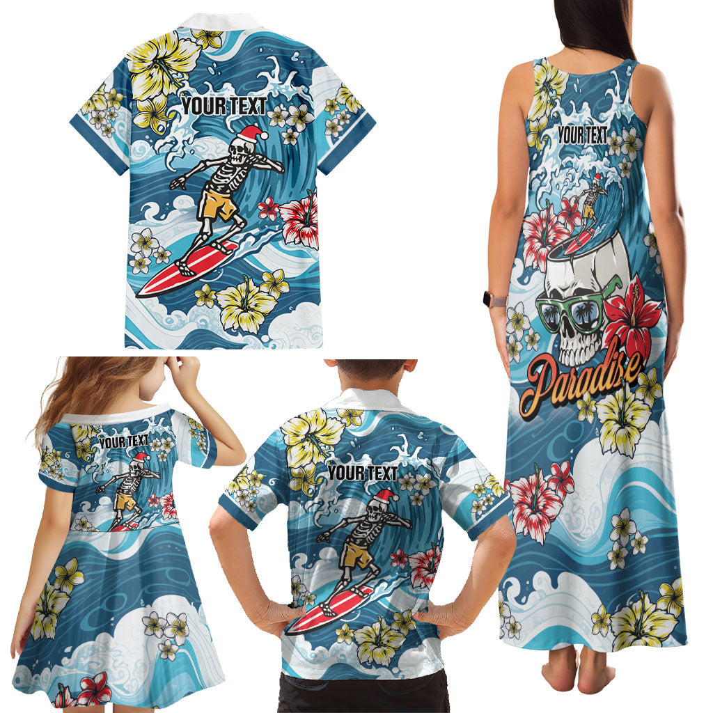 Hawaii Santa Skeleton Surfing Personalized Family Matching Tank Maxi Dress and Hawaiian Shirt Mele Kalikimaka i Iulai! LT9 - Polynesian Pride