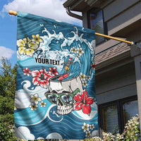 Hawaii Santa Skeleton Surfing Personalized Garden Flag Mele Kalikimaka i Iulai!