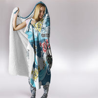 Hawaii Santa Skeleton Surfing Personalized Hooded Blanket Mele Kalikimaka i Iulai!