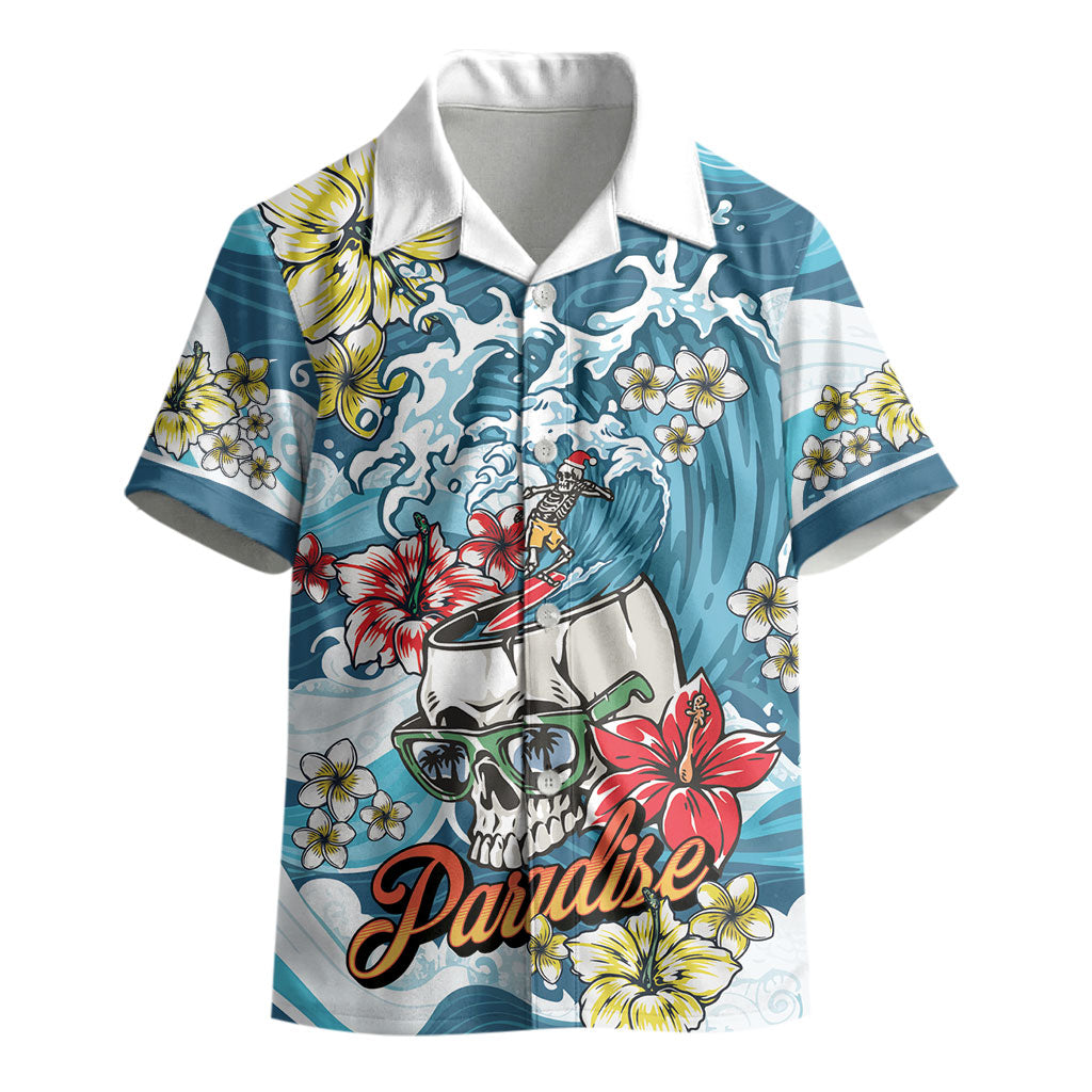 Hawaii Santa Skeleton Surfing Personalized Kid Hawaiian Shirt Mele Kalikimaka i Iulai! LT9 - Polynesian Pride