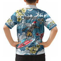 Hawaii Santa Skeleton Surfing Personalized Kid Hawaiian Shirt Mele Kalikimaka i Iulai! LT9 - Polynesian Pride
