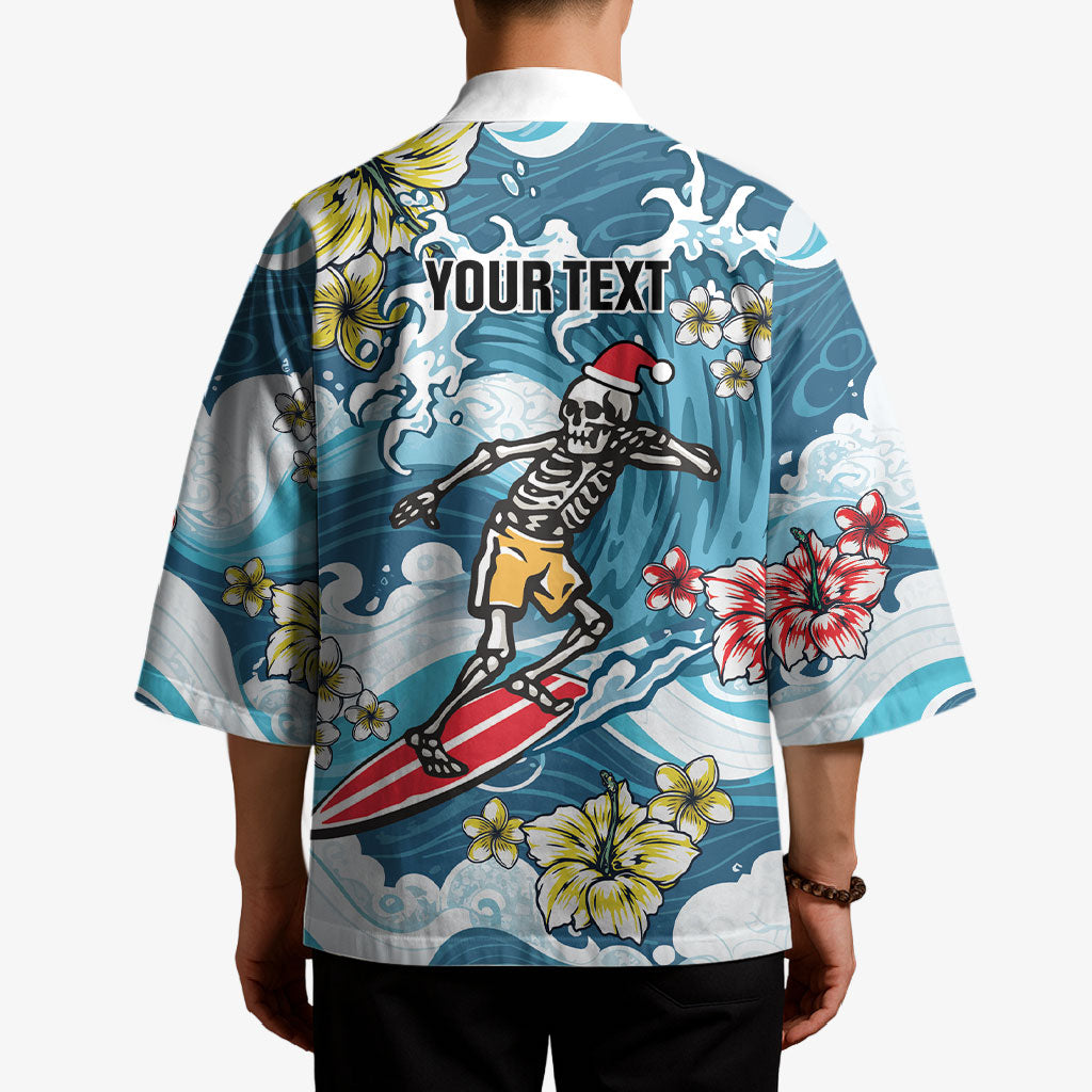 Hawaii Santa Skeleton Surfing Personalized Kimono Mele Kalikimaka i Iulai! LT9 - Polynesian Pride