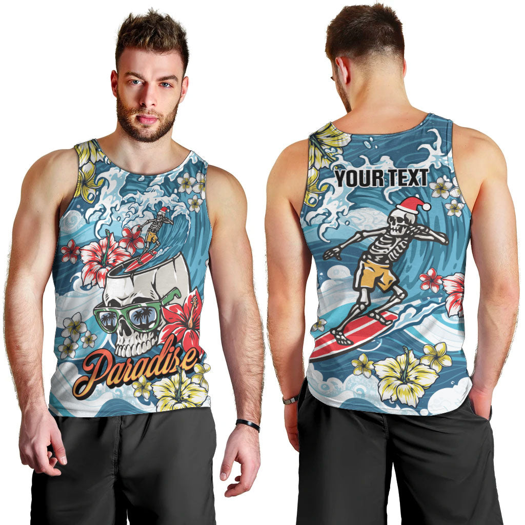 Hawaii Santa Skeleton Surfing Personalized Men Tank Top Mele Kalikimaka i Iulai!
