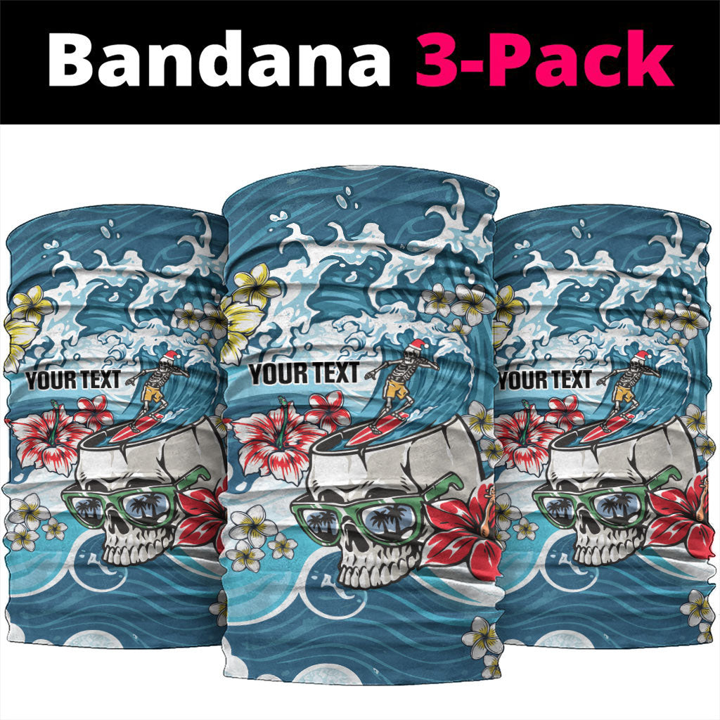 Hawaii Santa Skeleton Surfing Personalized Neck Gaiter Mele Kalikimaka i Iulai!