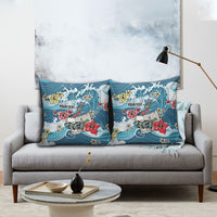 Hawaii Santa Skeleton Surfing Personalized Pillow Cover Mele Kalikimaka i Iulai!