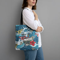 Hawaii Santa Skeleton Surfing Personalized Tote Bag Mele Kalikimaka i Iulai!
