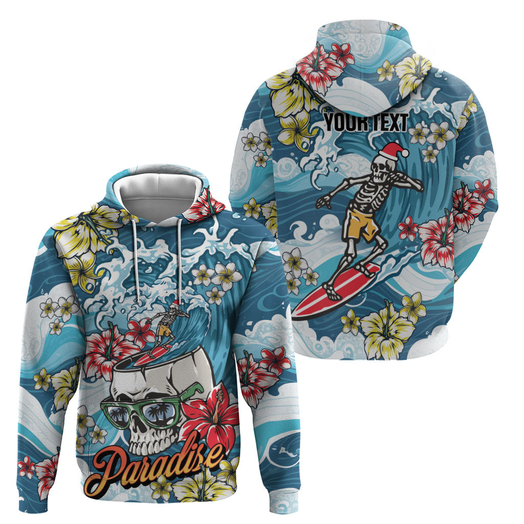 Hawaii Santa Skeleton Surfing Personalized Zip Hoodie Mele Kalikimaka i Iulai! LT9 - Polynesian Pride