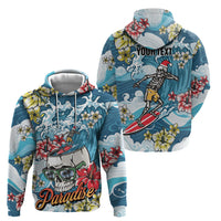 Hawaii Santa Skeleton Surfing Personalized Zip Hoodie Mele Kalikimaka i Iulai! LT9 - Polynesian Pride