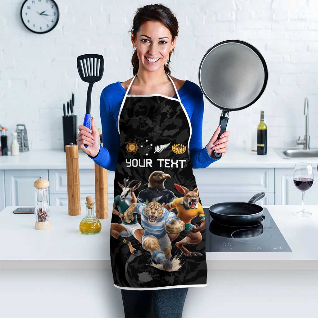 Custom Rugby Southern Hemisphere Apron Argentina AUNZ South Africa Mascot Black - Polynesian Pride