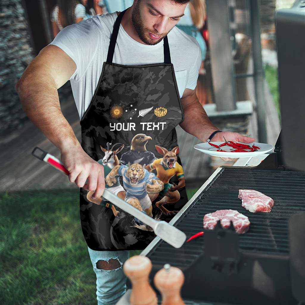 Custom Rugby Southern Hemisphere Apron Argentina AUNZ South Africa Mascot Black - Polynesian Pride