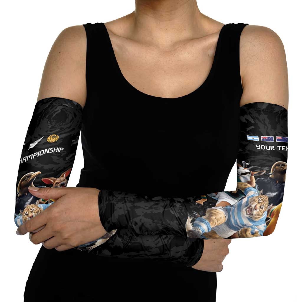 Custom Rugby Southern Hemisphere Arm Sleeves Argentina AUNZ South Africa Mascot Black - Polynesian Pride