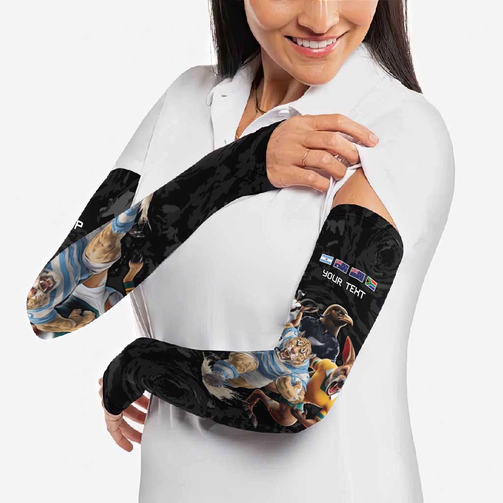 Custom Rugby Southern Hemisphere Arm Sleeves Argentina AUNZ South Africa Mascot Black - Polynesian Pride