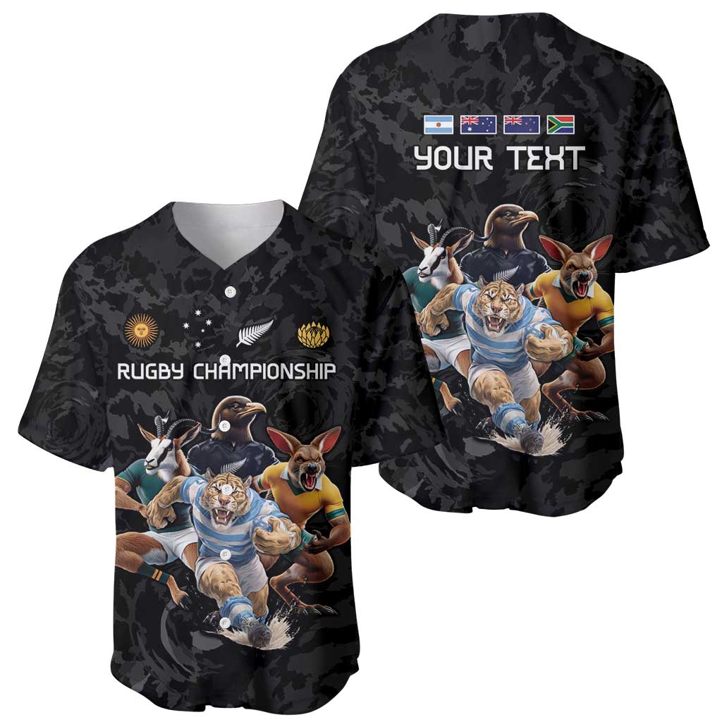 Custom Rugby Southern Hemisphere Baseball Jersey Argentina AUNZ South Africa Mascot Black - Polynesian Pride