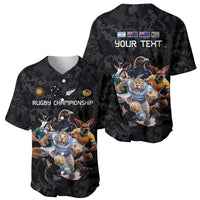 Custom Rugby Southern Hemisphere Baseball Jersey Argentina AUNZ South Africa Mascot Black - Polynesian Pride