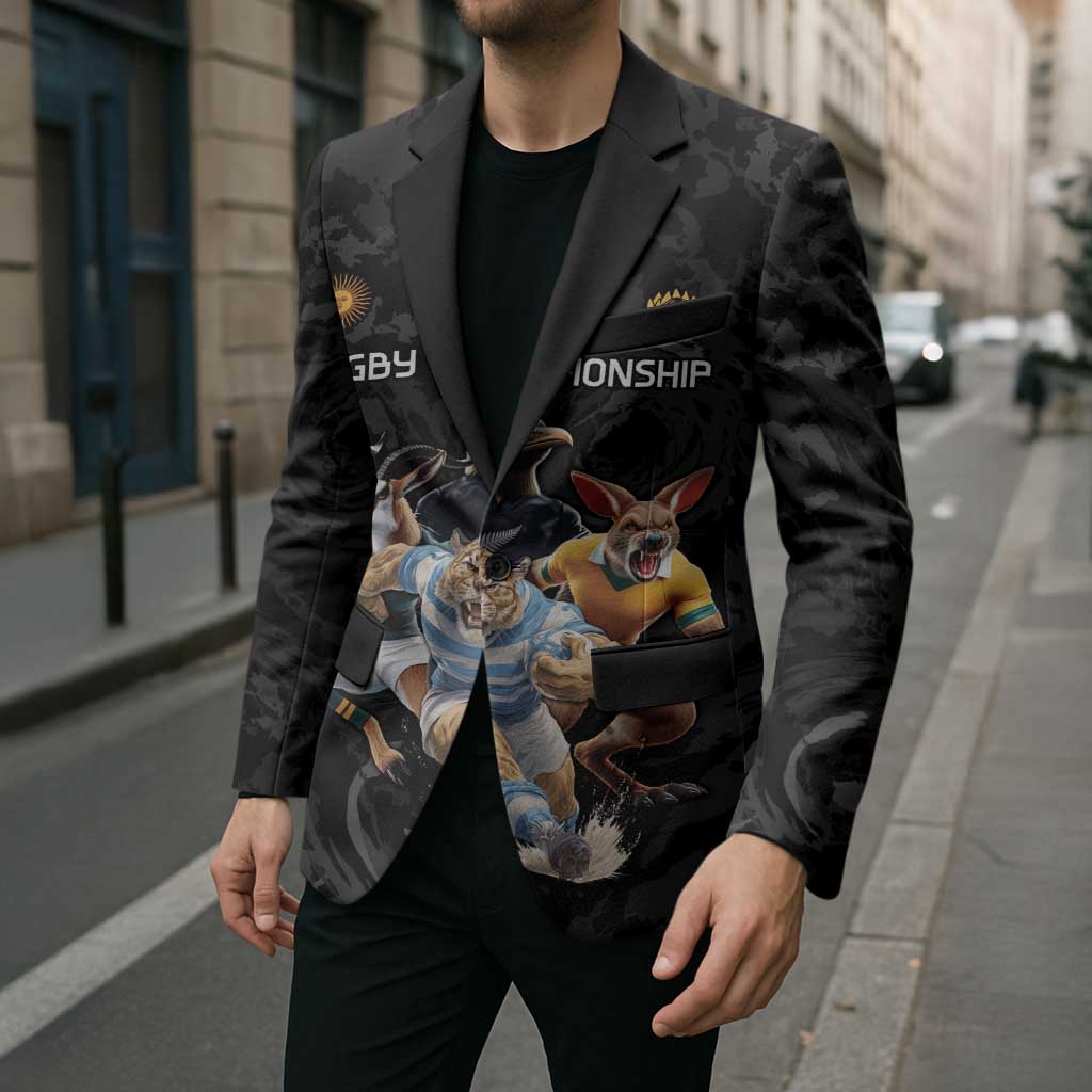 Custom Rugby Southern Hemisphere Blazer Argentina AUNZ South Africa Mascot Black - Polynesian Pride