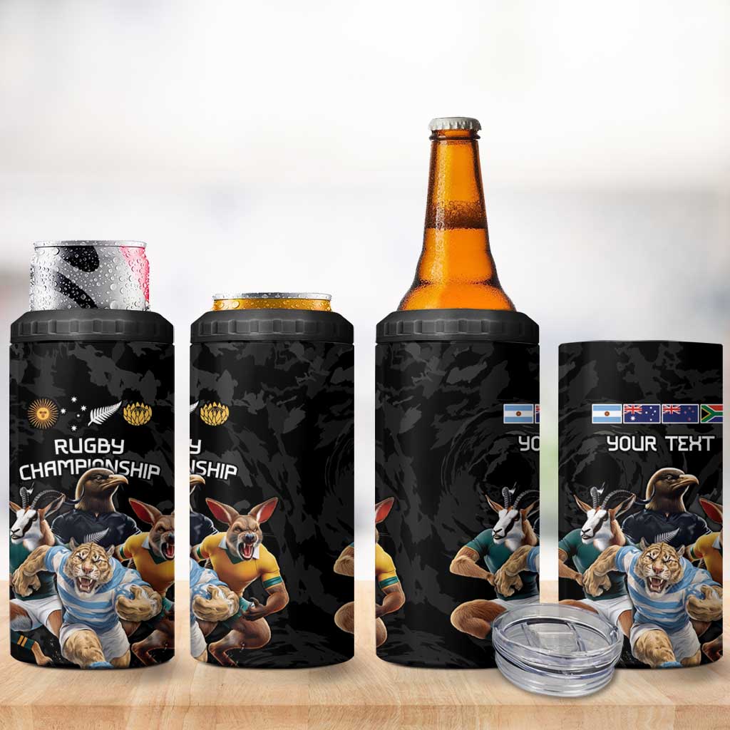 Custom Rugby Southern Hemisphere 4 in 1 Can Cooler Tumbler Argentina AUNZ South Africa Mascot Black LT9 - Polynesian Pride