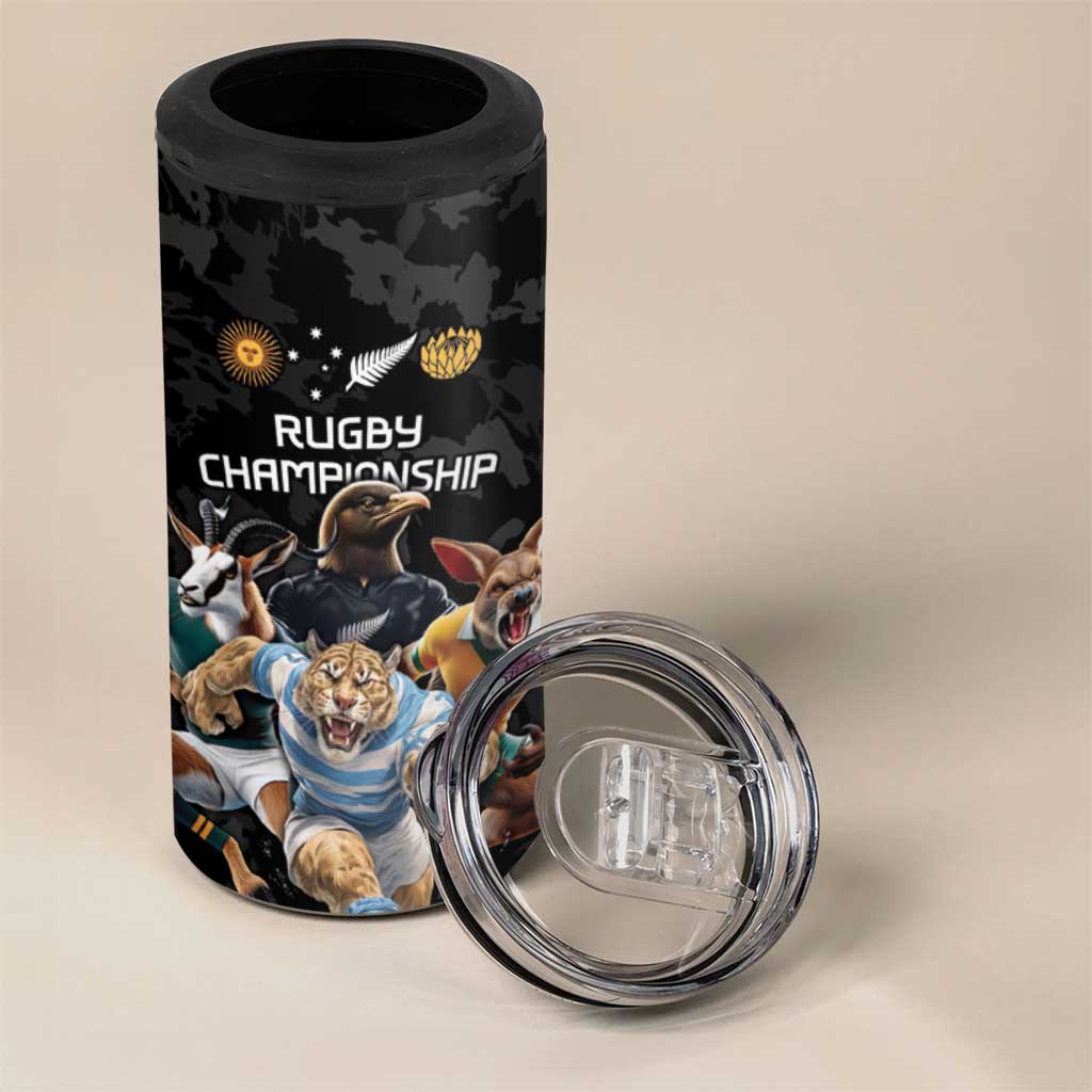 Custom Rugby Southern Hemisphere 4 in 1 Can Cooler Tumbler Argentina AUNZ South Africa Mascot Black LT9 - Polynesian Pride