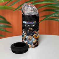 Custom Rugby Southern Hemisphere 4 in 1 Can Cooler Tumbler Argentina AUNZ South Africa Mascot Black LT9 - Polynesian Pride