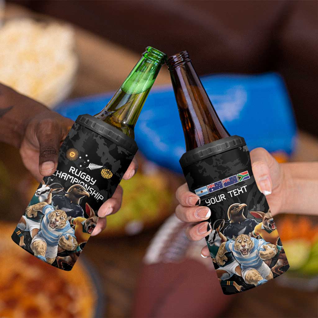 Custom Rugby Southern Hemisphere 4 in 1 Can Cooler Tumbler Argentina AUNZ South Africa Mascot Black LT9 - Polynesian Pride