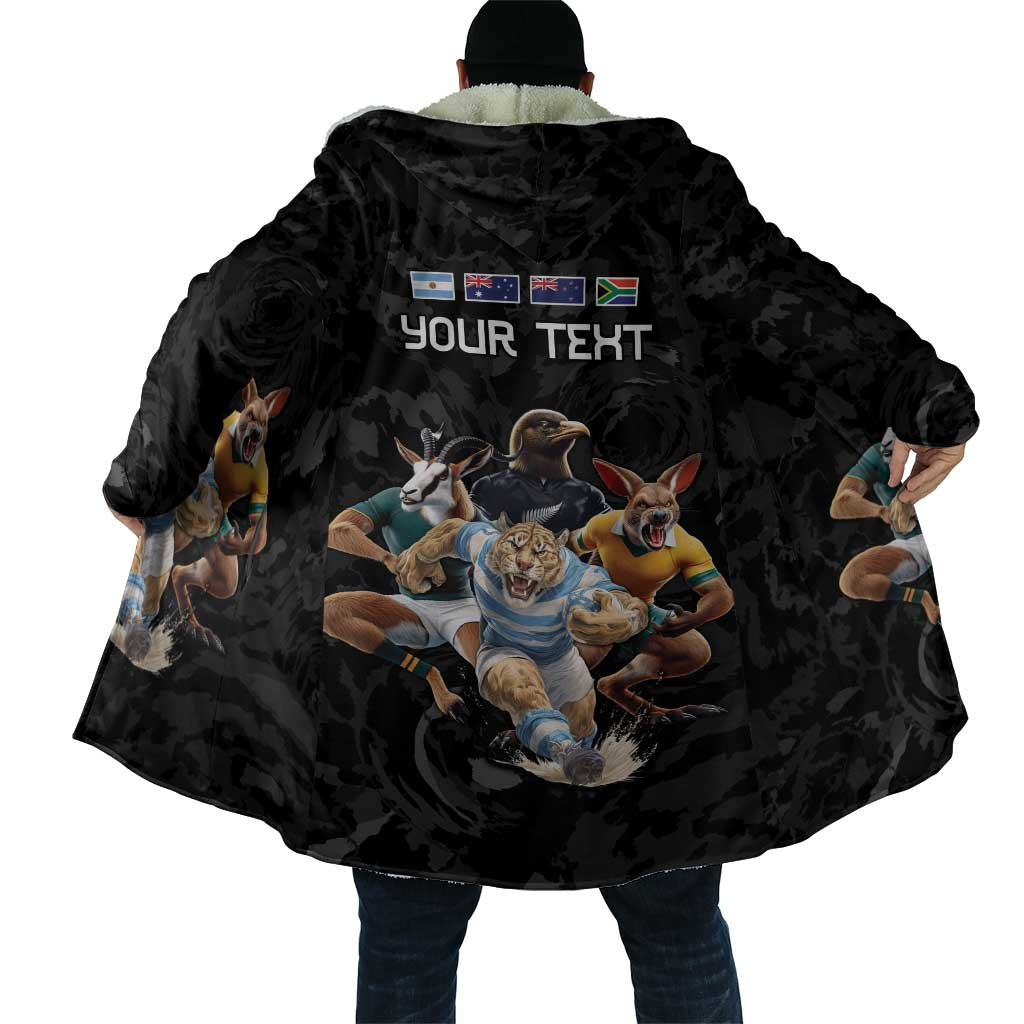 Custom Rugby Southern Hemisphere Cloak Argentina AUNZ South Africa Mascot Black LT9 - Polynesian Pride