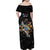 Custom Rugby Southern Hemisphere Family Matching Off Shoulder Maxi Dress and Hawaiian Shirt Argentina AUNZ South Africa Mascot Black - Polynesian Pride