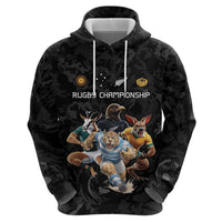 Custom Rugby Southern Hemisphere Hoodie Argentina AUNZ South Africa Mascot Black LT9 - Polynesian Pride