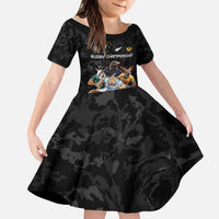 Custom Rugby Southern Hemisphere Kid Short Sleeve Dress Argentina AUNZ South Africa Mascot Black - Polynesian Pride