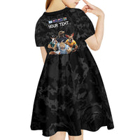 Custom Rugby Southern Hemisphere Kid Short Sleeve Dress Argentina AUNZ South Africa Mascot Black - Polynesian Pride