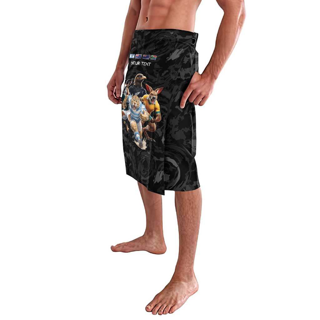 Custom Rugby Southern Hemisphere Lavalava Argentina AUNZ South Africa Mascot Black - Polynesian Pride