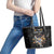 Custom Rugby Southern Hemisphere Leather Tote Bag Argentina AUNZ South Africa Mascot Black - Polynesian Pride