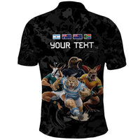 Custom Rugby Southern Hemisphere Polo Shirt Argentina AUNZ South Africa Mascot Black - Polynesian Pride