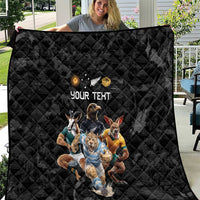 Custom Rugby Southern Hemisphere Quilt Argentina AUNZ South Africa Mascot Black - Polynesian Pride