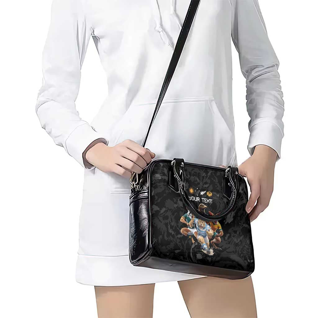 Custom Rugby Southern Hemisphere Shoulder Handbag Argentina AUNZ South Africa Mascot Black - Polynesian Pride