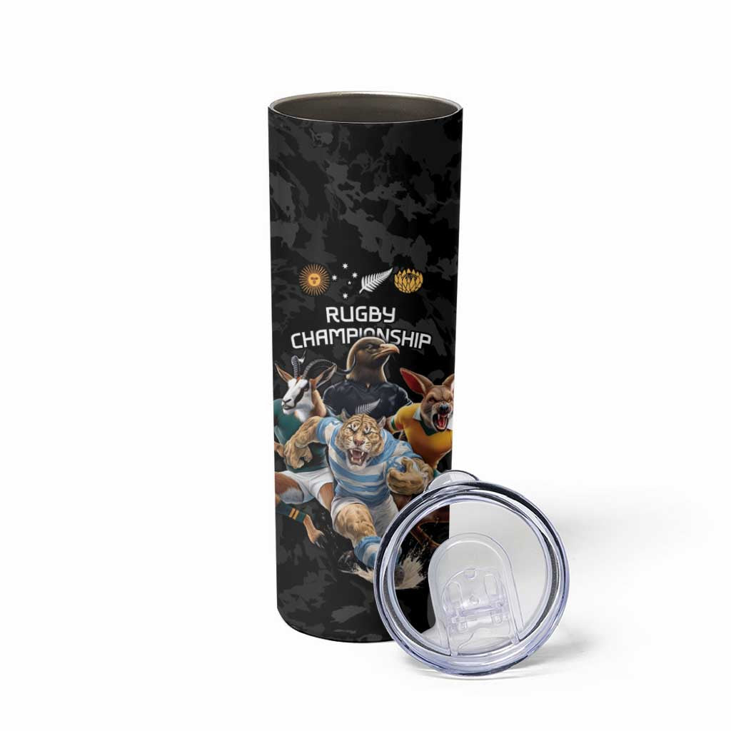 Custom Rugby Southern Hemisphere Skinny Tumbler Argentina AUNZ South Africa Mascot Black LT9 - Polynesian Pride