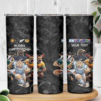 Custom Rugby Southern Hemisphere Skinny Tumbler Argentina AUNZ South Africa Mascot Black LT9 - Polynesian Pride